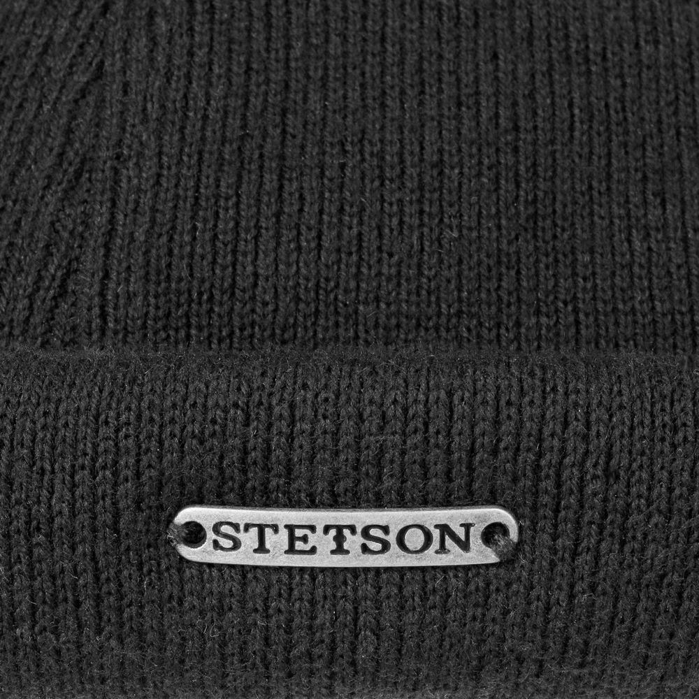 Stetson Black Docker-keps/mössa i stickad bomull