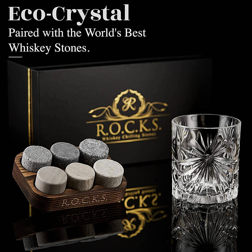 ROCKS Whiskey Chilling Stones EU - The Connoisseur's Set - Soleil Whiskey Glass Edition -  fra ROCKS Whiskey Chilling Stones EU hos The Prince Webshop