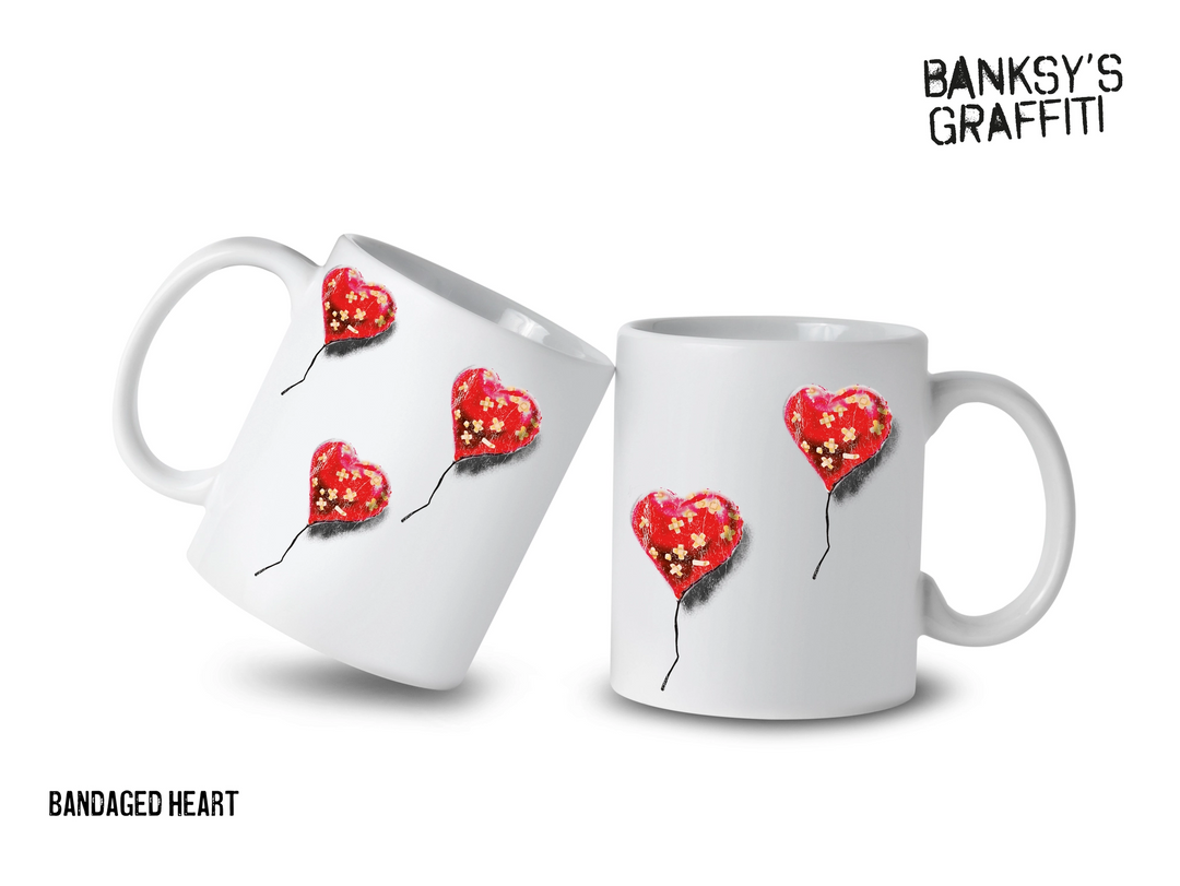 Banksy Ceramic Mug 325ml - Bandaged Heart