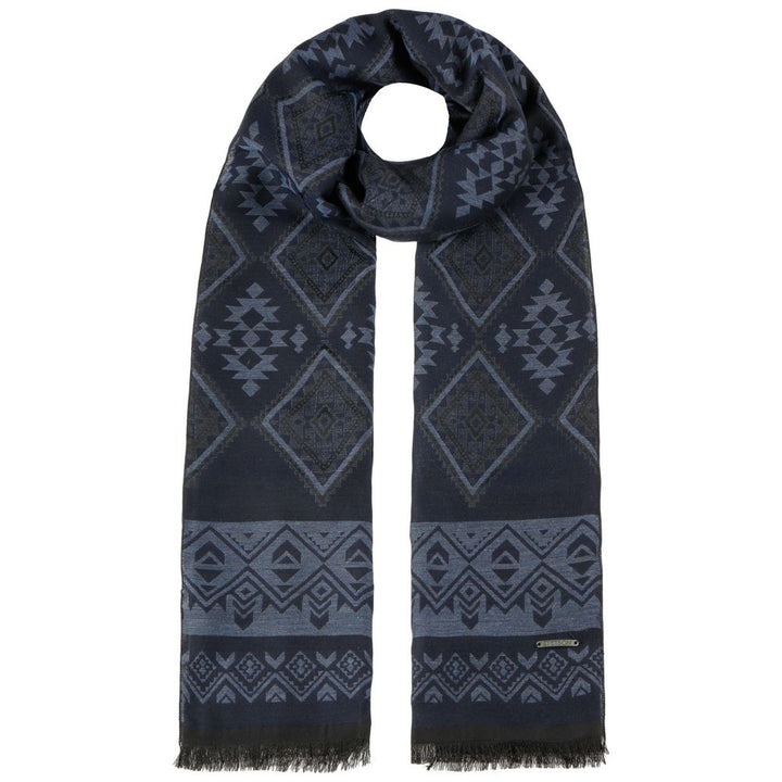 Stetson Scarf Ethnic Jaquard - Midnight Blue Cottonmix - Halstørklæde fra Stetson hos The Prince Webshop