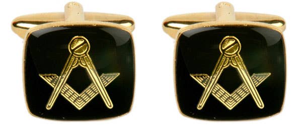 Masonic Cushion Black Enamel Cufflinks -  fra Dalaco - incorporating David Aster hos The Prince Webshop