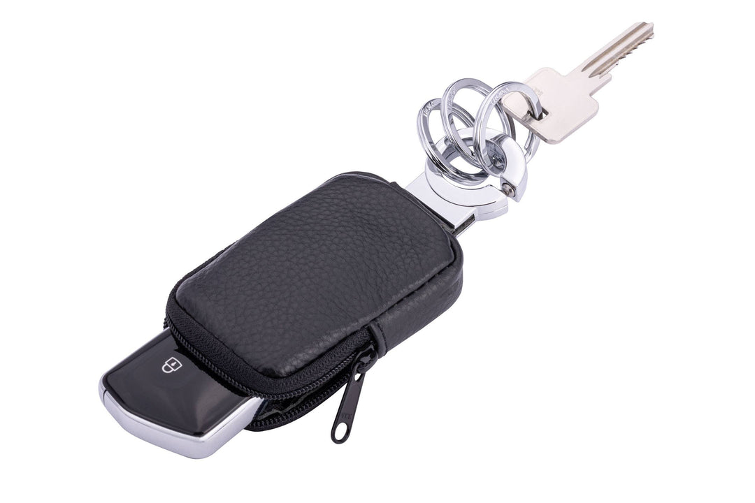 TROIKA - POCKET CLICK Key ring with pocket + 3 rings | leather