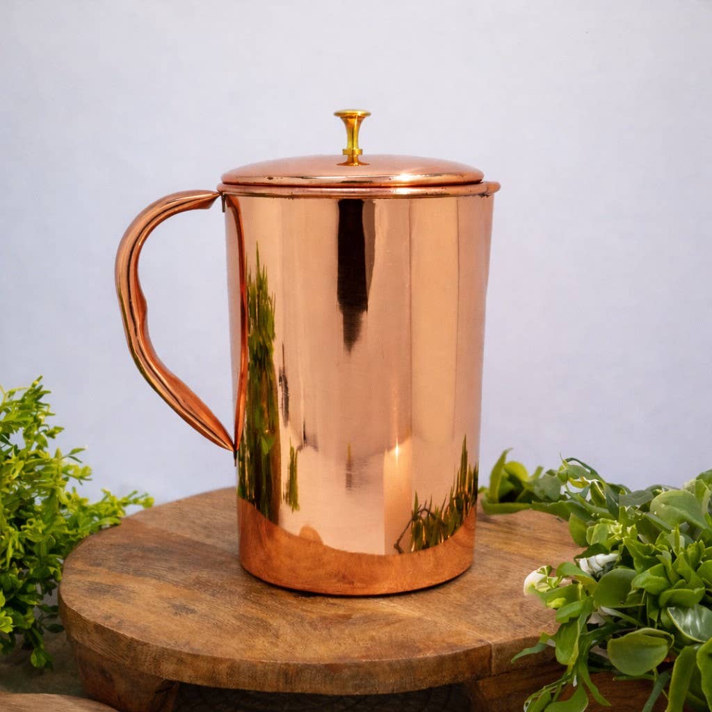 Pure copper jug smooth with lid ± 2 liters (750 g)