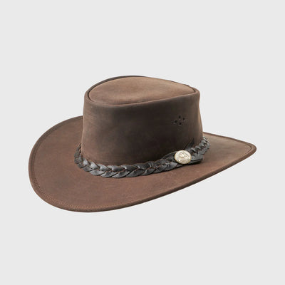 Aussie Bush Cow - Brown Squashable Leather Hat