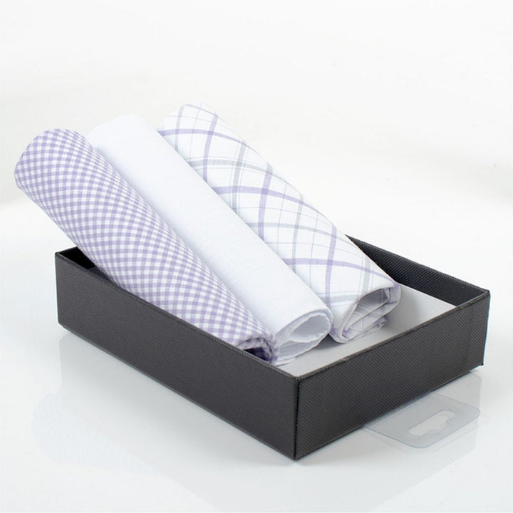 3 bitar. Box Solid & Plaid Lavender Pile Tarkels in 100% Cotton