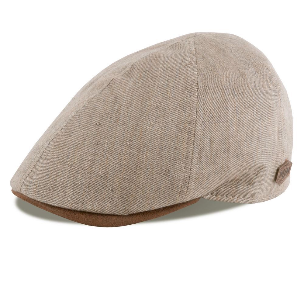 MJM Broker Sixpence - Beige Linne Flat Cap