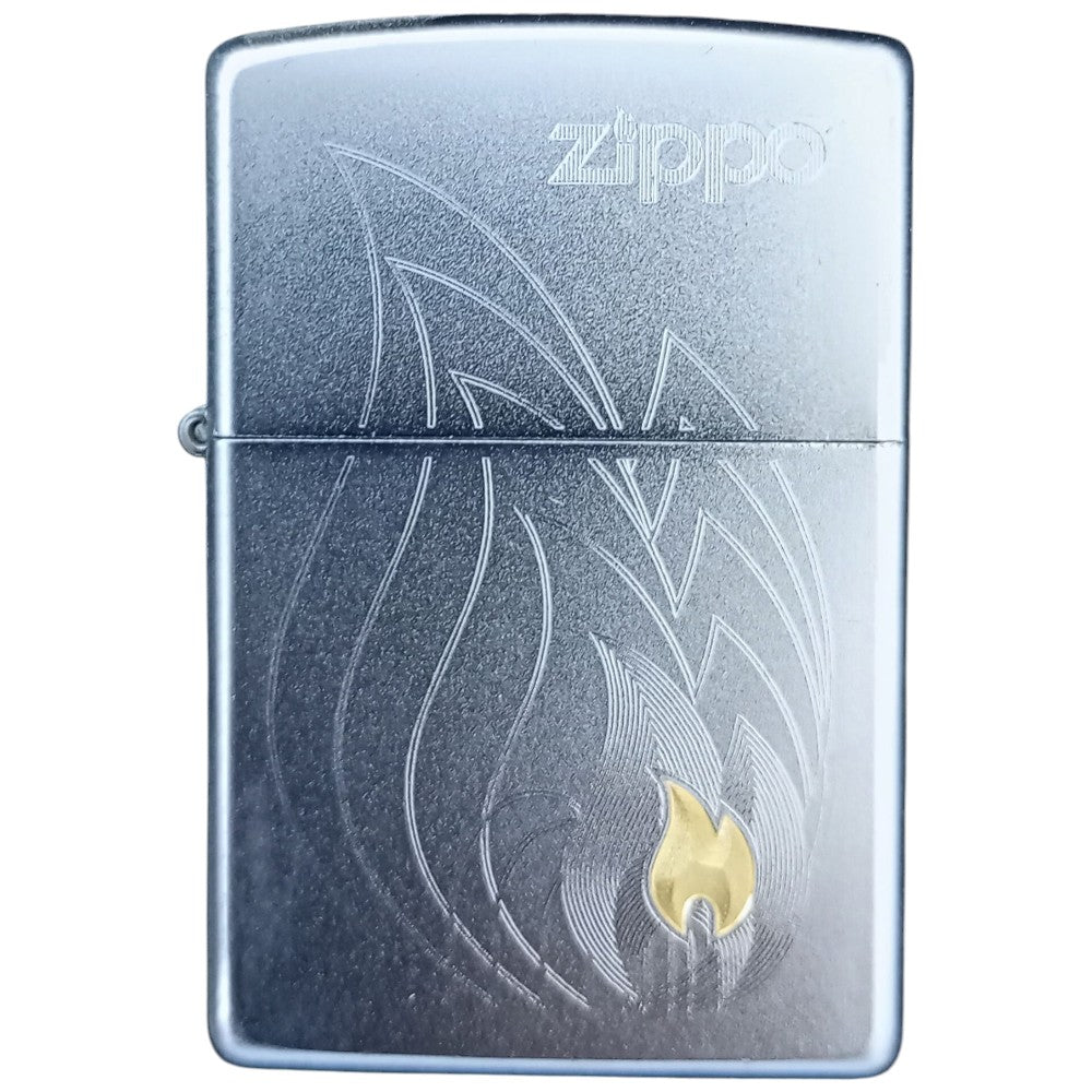 Original Zippo Corner Flame Emblem Lighter i Gaveæske