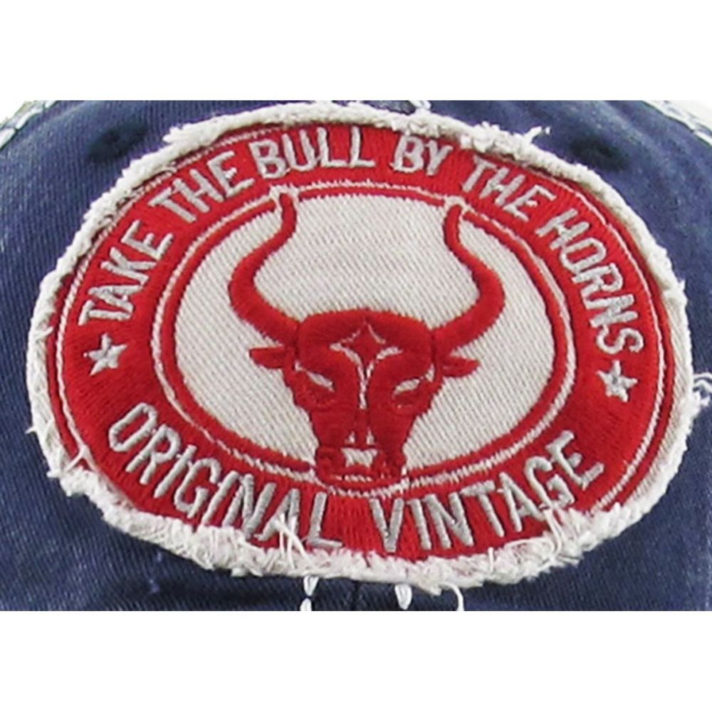 LONGHORN BULL VINTAGE BALLCAP - Blå