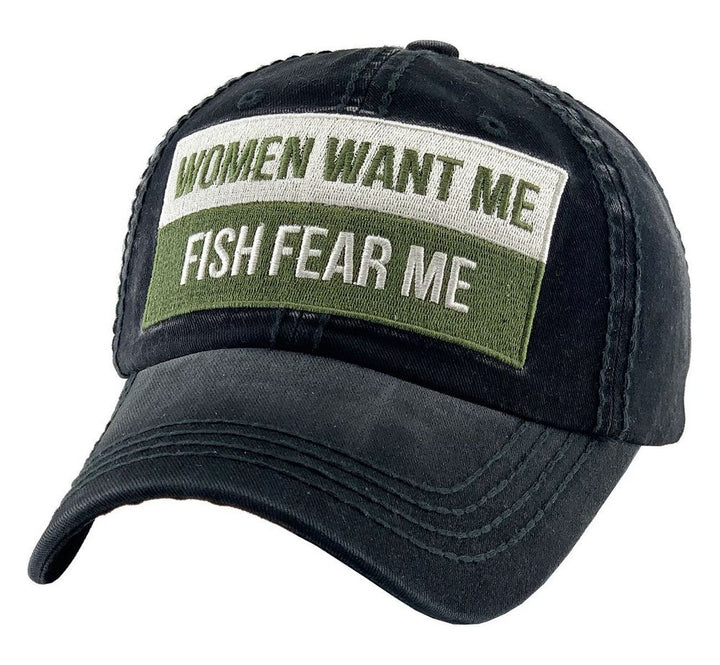 KVINNOR VILL MIG FISH FEAR ME VINTAGE BALLCAP - SVART