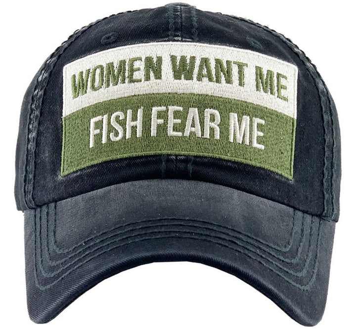 KVINNOR VILL MIG FISH FEAR ME VINTAGE BALLCAP - SVART