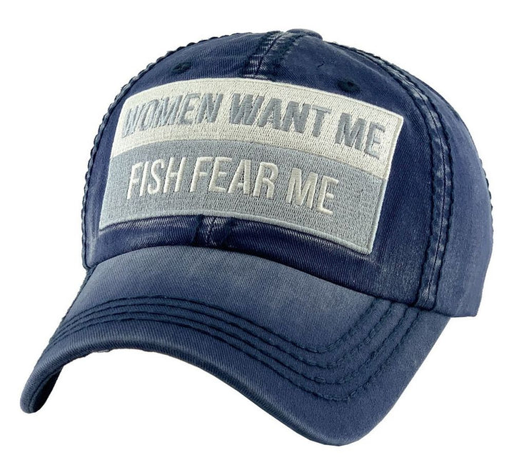 KVINNOR VILL MIG FISH FEAR ME VINTAGE BALL CAP - MARIN