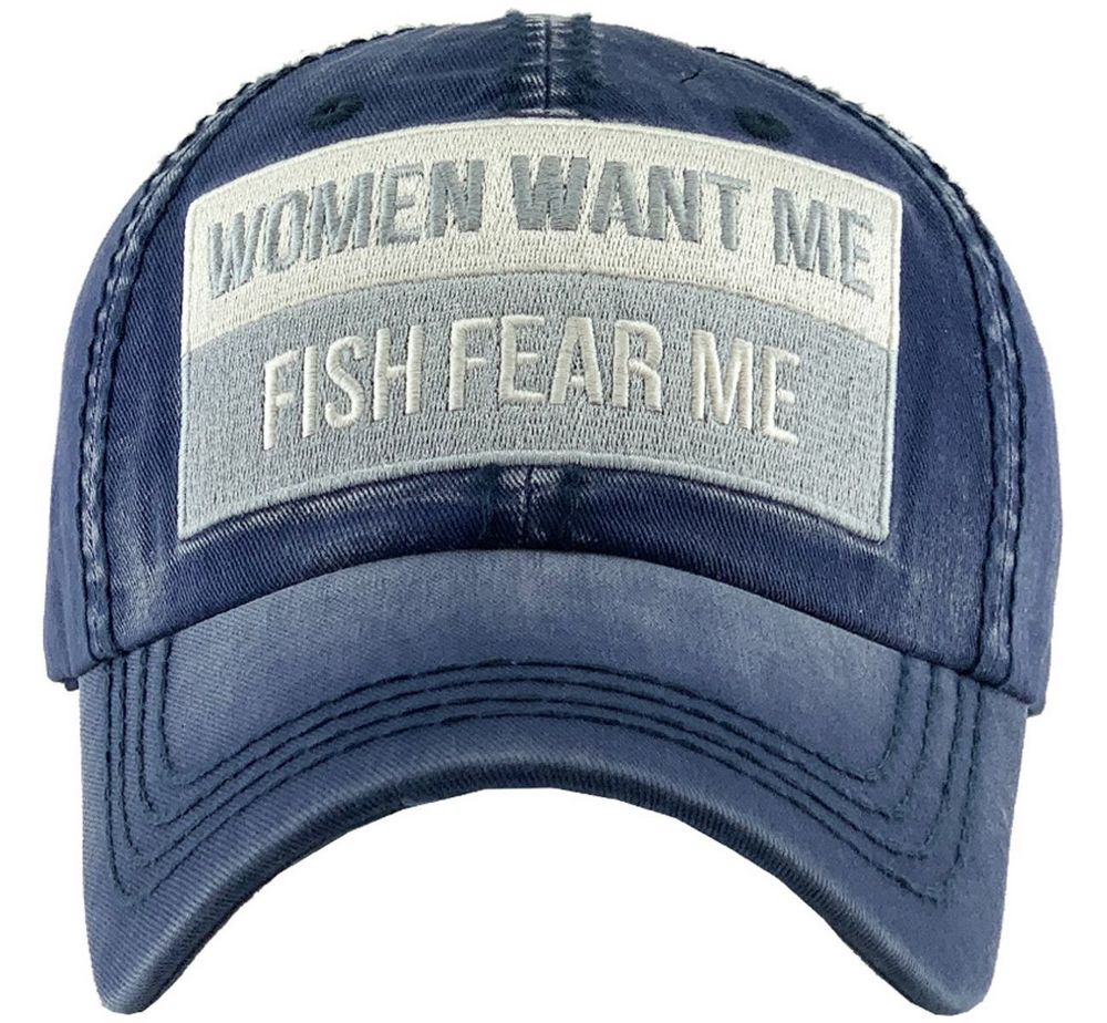 KVINNOR VILL MIG FISH FEAR ME VINTAGE BALL CAP - MARIN