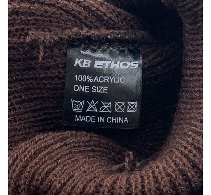 KAFFE RANDIG SLOUCH BEANIE - Brunrandig mössa