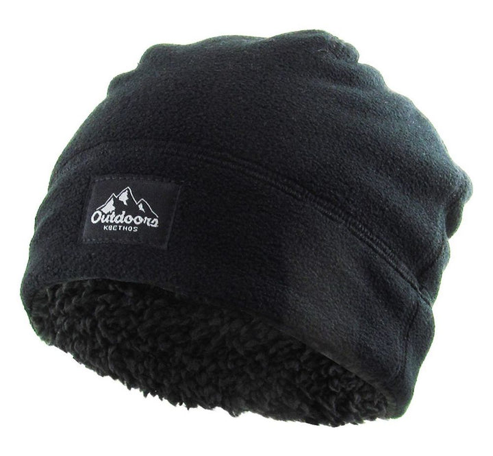 OUTDOOR BEANIE SHERPA FLEECE LINED - Sort Hue - Hue fra Ethos hos The Prince Webshop