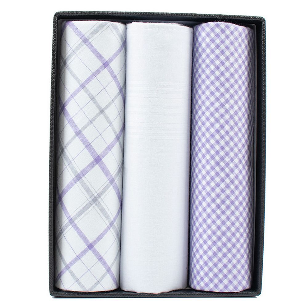 3 bitar. Box Solid & Plaid Lavender Pile Tarkels in 100% Cotton