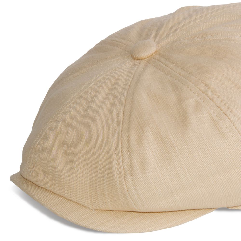 MJM Peeky Summer Flat Cap - Beige Cotton Sixpence