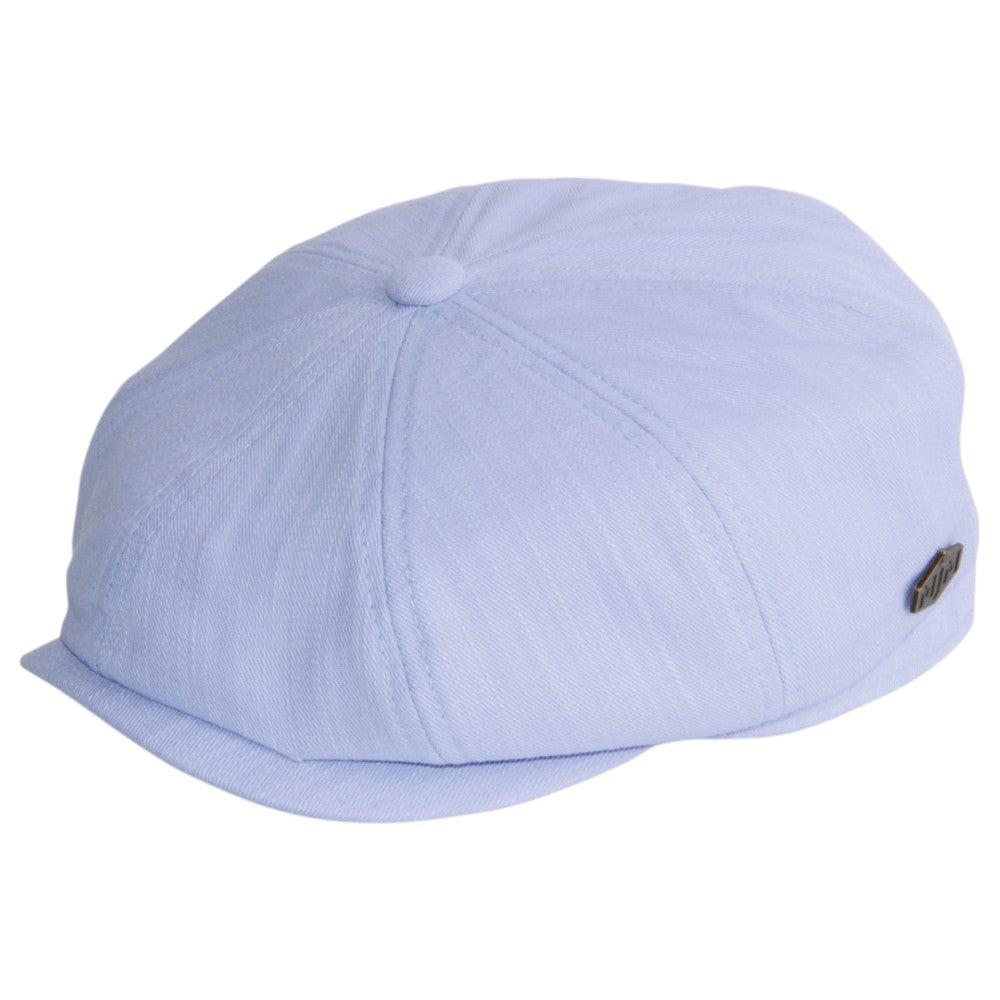 MJM Peeky Summer Flat Cap - Lyseblå Bomulds Sixpence - Flat Cap fra MJM Hats hos The Prince Webshop