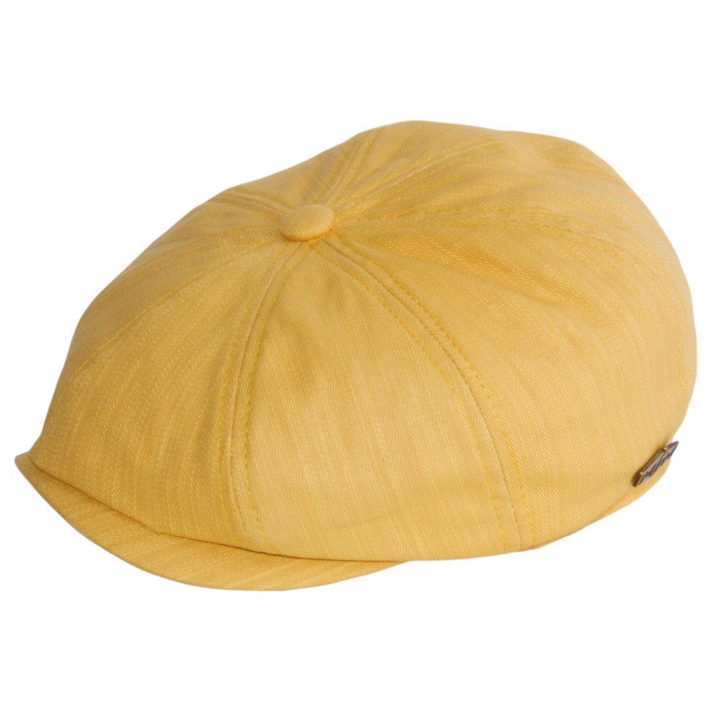 MJM Peeky Summer Flat Cap - Gul Bomulds Sixpence - Flat Cap fra MJM Hats hos The Prince Webshop