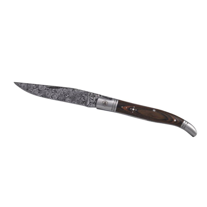 Laguiole Hunting Knife Pakka Damascus Decor Brown