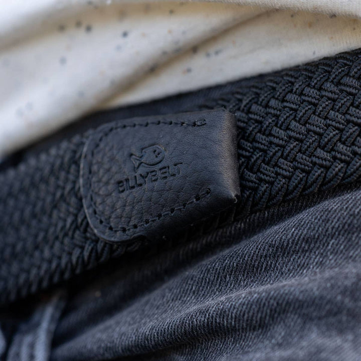 BILLYBELT All Black Woven Elastic Belt - Elastisk Komfort Bælte