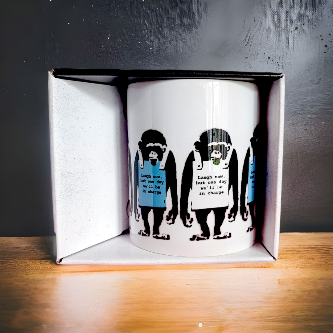 Banksy Ceramic Mug 325ml - Laugh Now