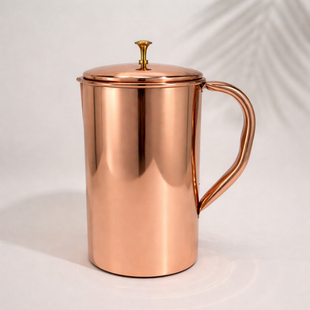 Pure copper jug smooth with lid ± 2 liters (750 g)