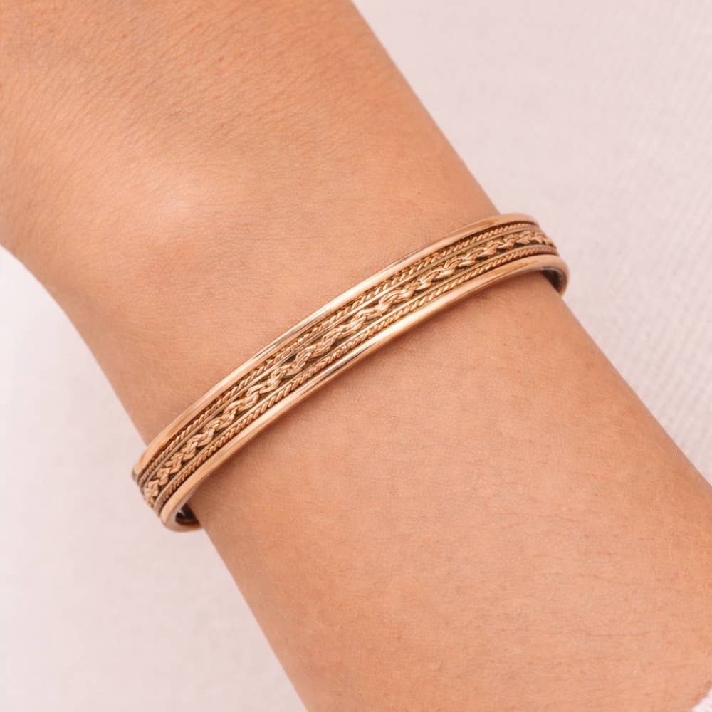 Kobber- og messing sundhedsklemmearmbånd med 2 magneter – - Armbånd fra Ayurveda Specialist B.V. hos The Prince Webshop
