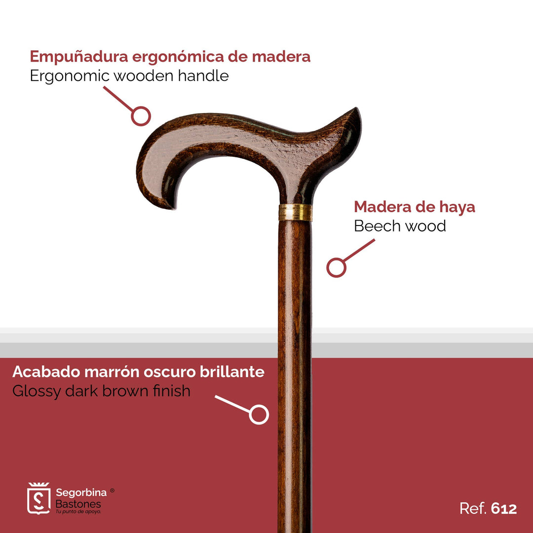 Stok med træhåndtag og skaft i bøgetræ