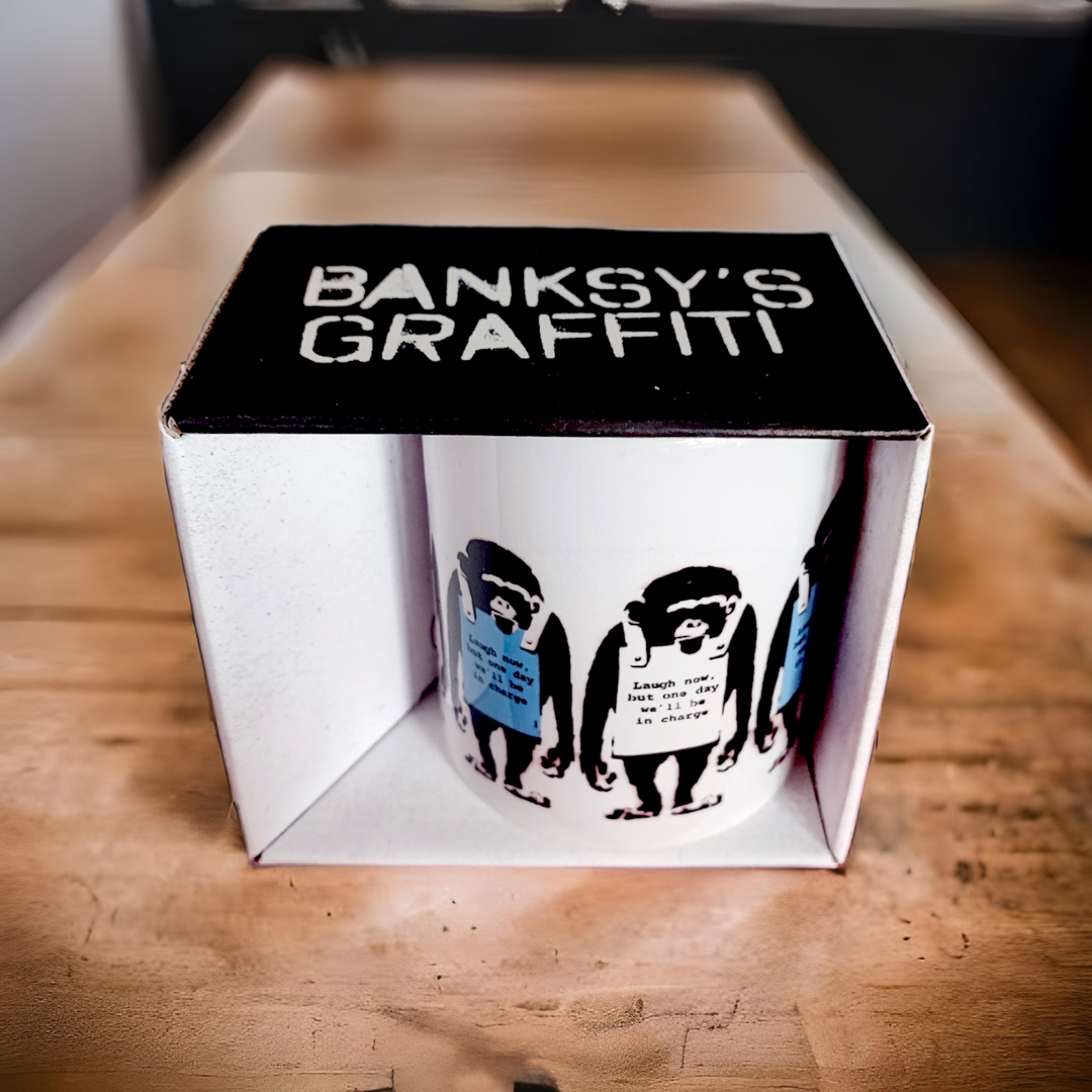 Banksy Ceramic Mug 325ml - Laugh Now