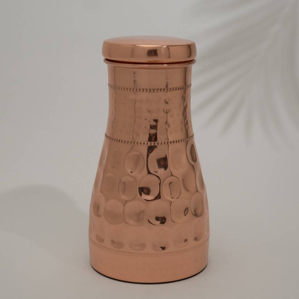 Pure copper carafe diamond hammered ± 950 ml jug