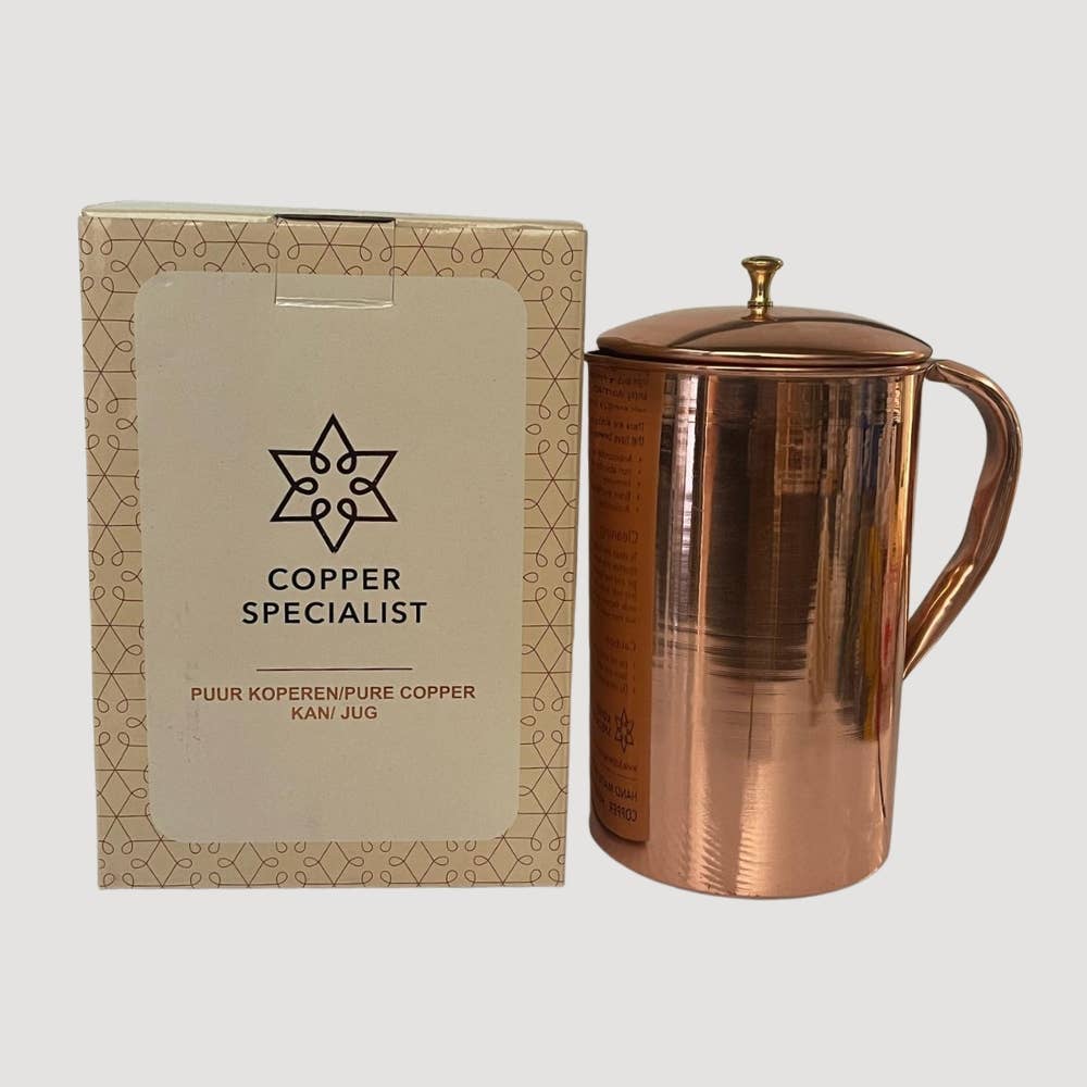 Pure copper jug smooth with lid ± 2 liters (750 g)