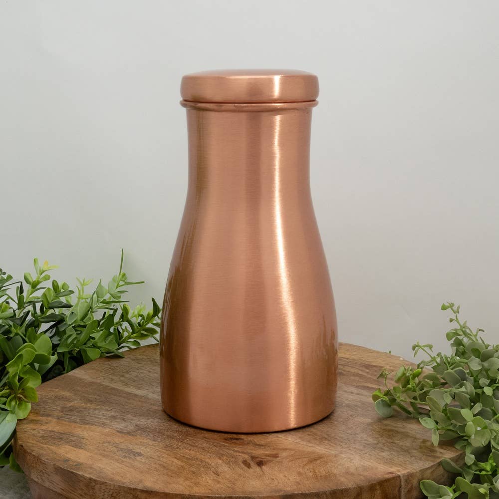 Pure copper carafe polished with lid ± 950 ml jug