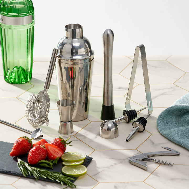 Oak & Steel 10 Deles Rustfrit Stål Cocktail Sæt