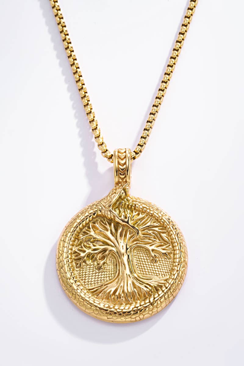 Tree of Life vedhæng i rustfrit stål med kæde - guld eller sølv