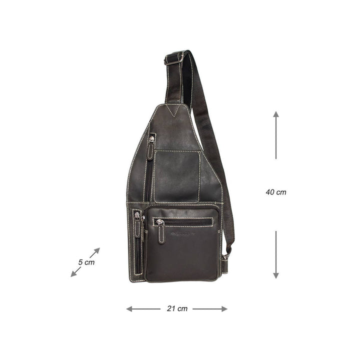 Arrigo crossbody axel bakom buffelläder - mörkbrun