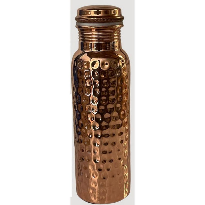 Pure copper water bottle hammered polished ± 750 ml