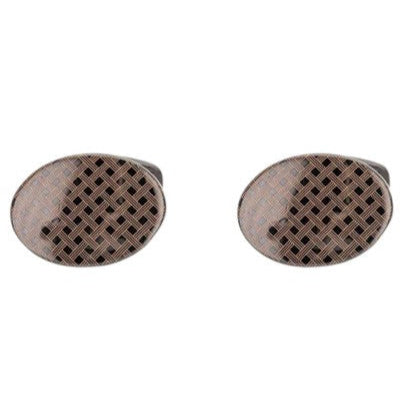 Manchetknapper Kreative Designs – 100% Rhodium – model Vævet Brun Cirkel - Manchetknapper fra Núñez de Arenas hos The Prince Webshop