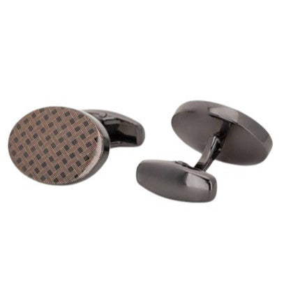 Manchetknapper Kreative Designs – 100% Rhodium – model Vævet Brun Cirkel - Manchetknapper fra Núñez de Arenas hos The Prince Webshop