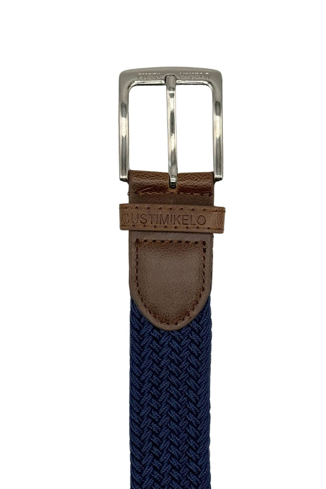 Custi Mikelo Navy Flettet Elastisk Bælte - Bælte fra Custi Mikelo hos The Prince Webshop