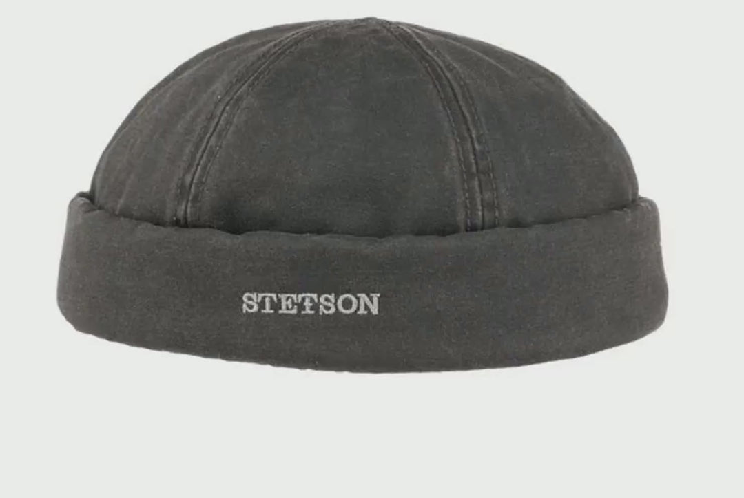 Stetson Docker Cap CO/PES Brown Oilskin Look