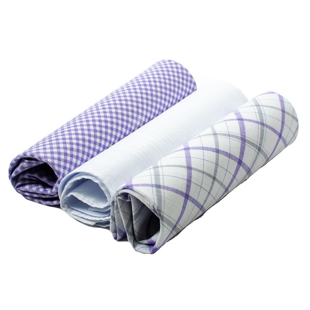 3 bitar. Box Solid & Plaid Lavender Pile Tarkels in 100% Cotton