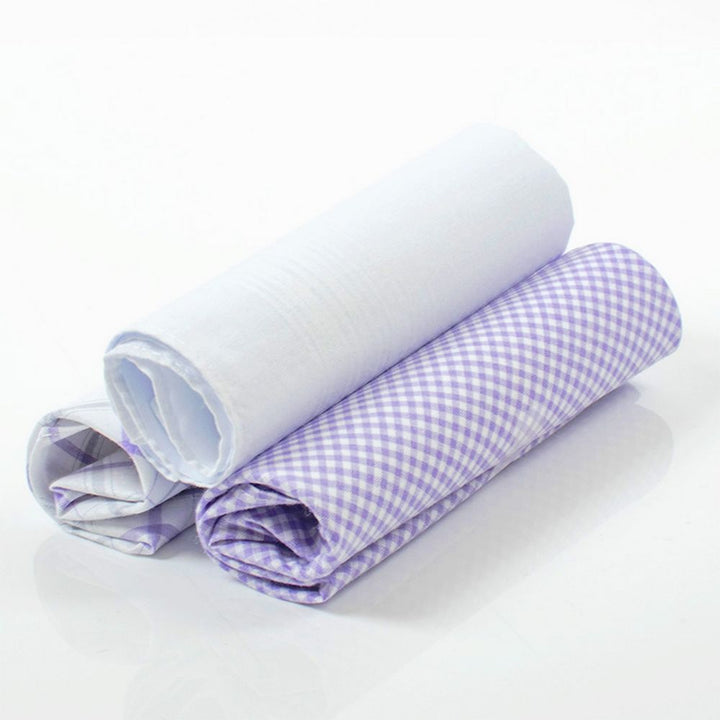 3 bitar. Box Solid & Plaid Lavender Pile Tarkels in 100% Cotton