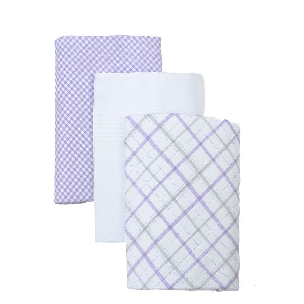 3 bitar. Box Solid & Plaid Lavender Pile Tarkels in 100% Cotton