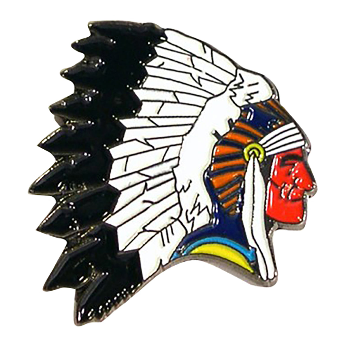 American Indian Chief Metal Emalj Lapel Pin Badge