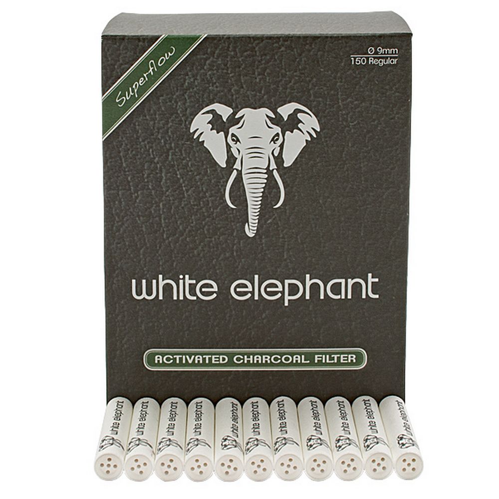 KOPP White Elephant 9 mm Aktivt Kul Filter til Pibe - 150 stk - Pibe Tilbehør fra KOPP hos The Prince Webshop