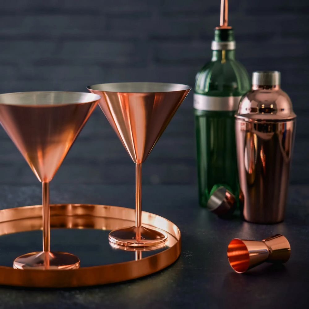 Oak & Steel - 4 Matte Rose Gold Martini Cocktail Glasses - Cocktail Glas fra Oak & Steel hos The Prince Webshop