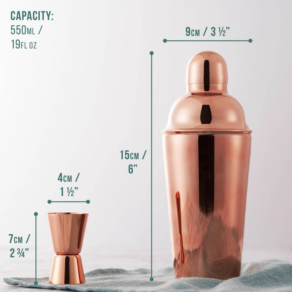 Oak & Steel - 10 Pcs Rose Gold Cocktail Set - Bartender Gear fra Oak & Steel hos The Prince Webshop