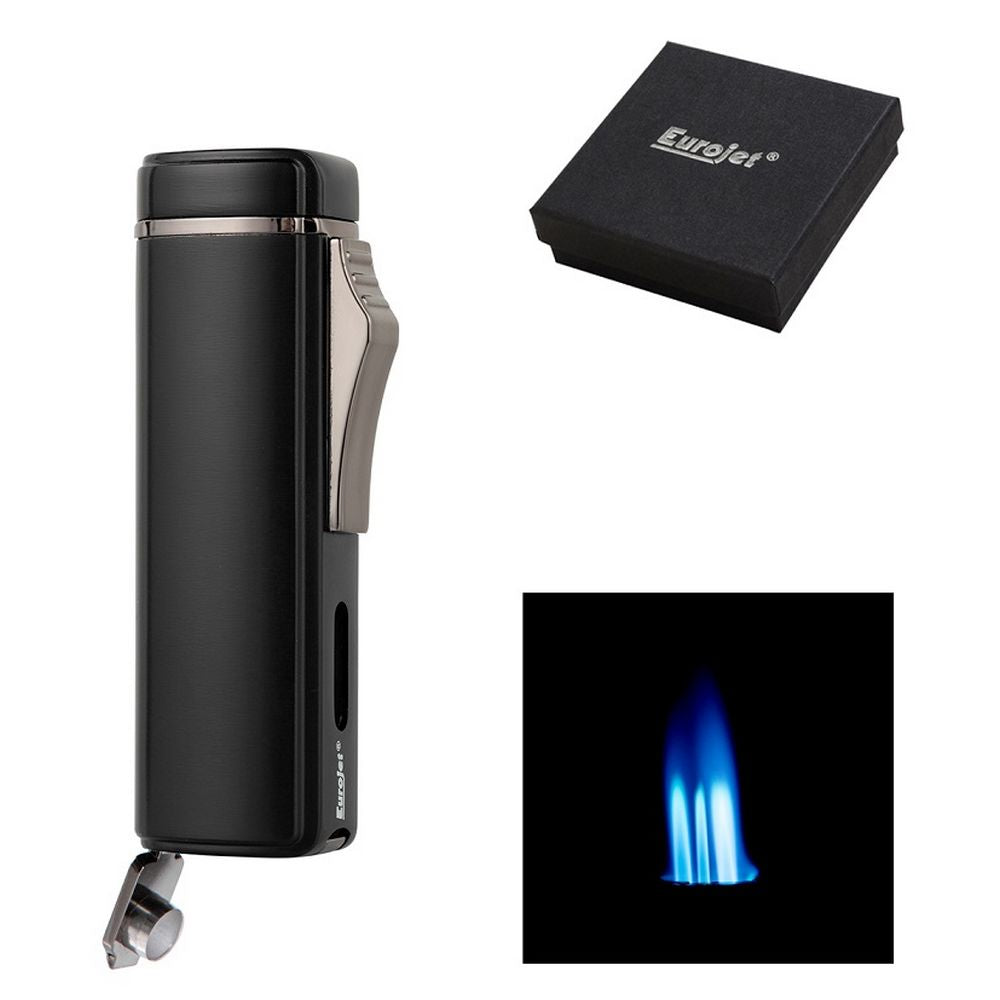 Eurojet Cigar 3X Jet Lighter med Puncher - Sort - Lighter fra Eurojet hos The Prince Webshop