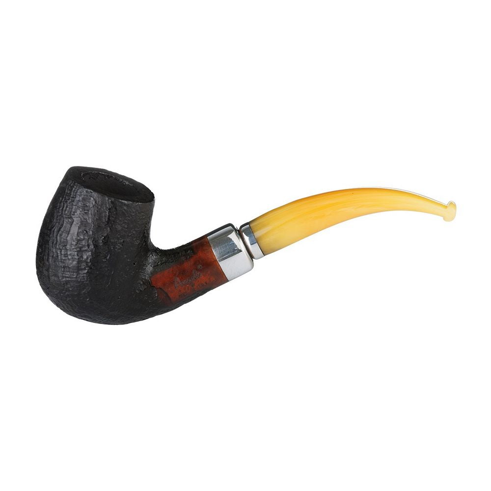 Angelo Lux Pipe - Black Rustic Bruyere - Böjd med ring