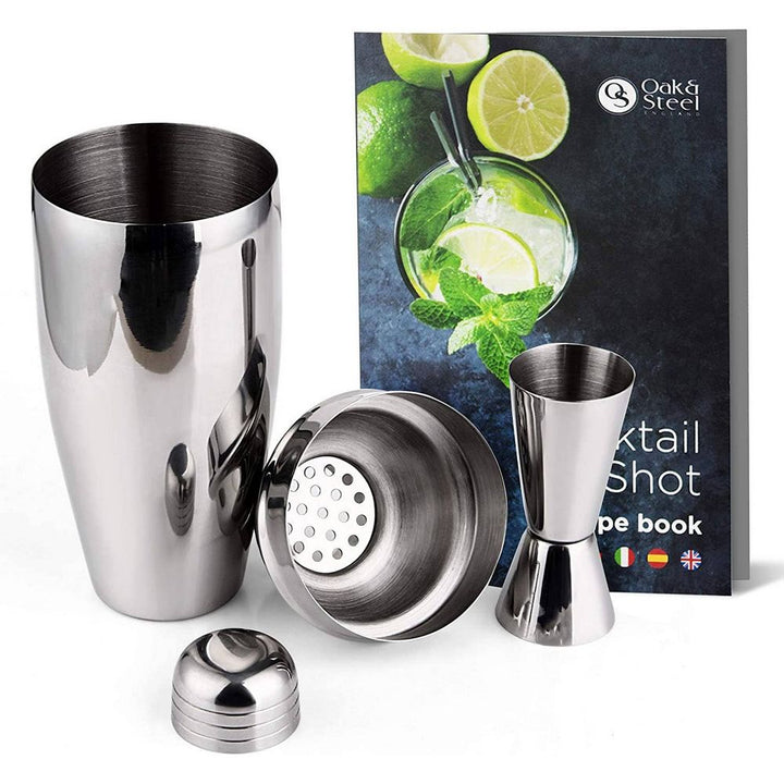 Oak & Steel - Boston Cocktail Shaker Making Kit with Recipy Gift Set - Bar Sæt fra Oak & Steel hos The Prince Webshop